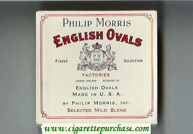 English Ovals Philip Morris cigarettes wide flat hard box